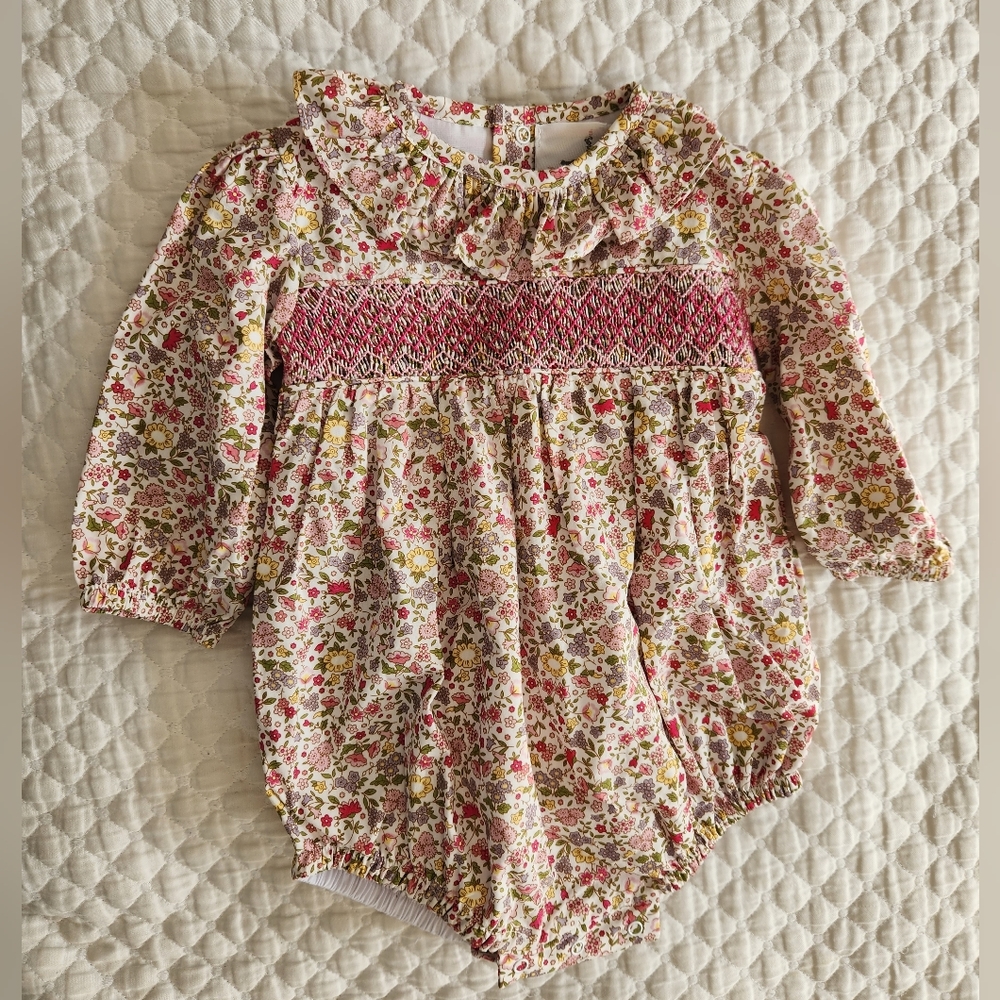 Maddie & Connor Smocked "Bubble" Onesie for baby girl 6-9 months